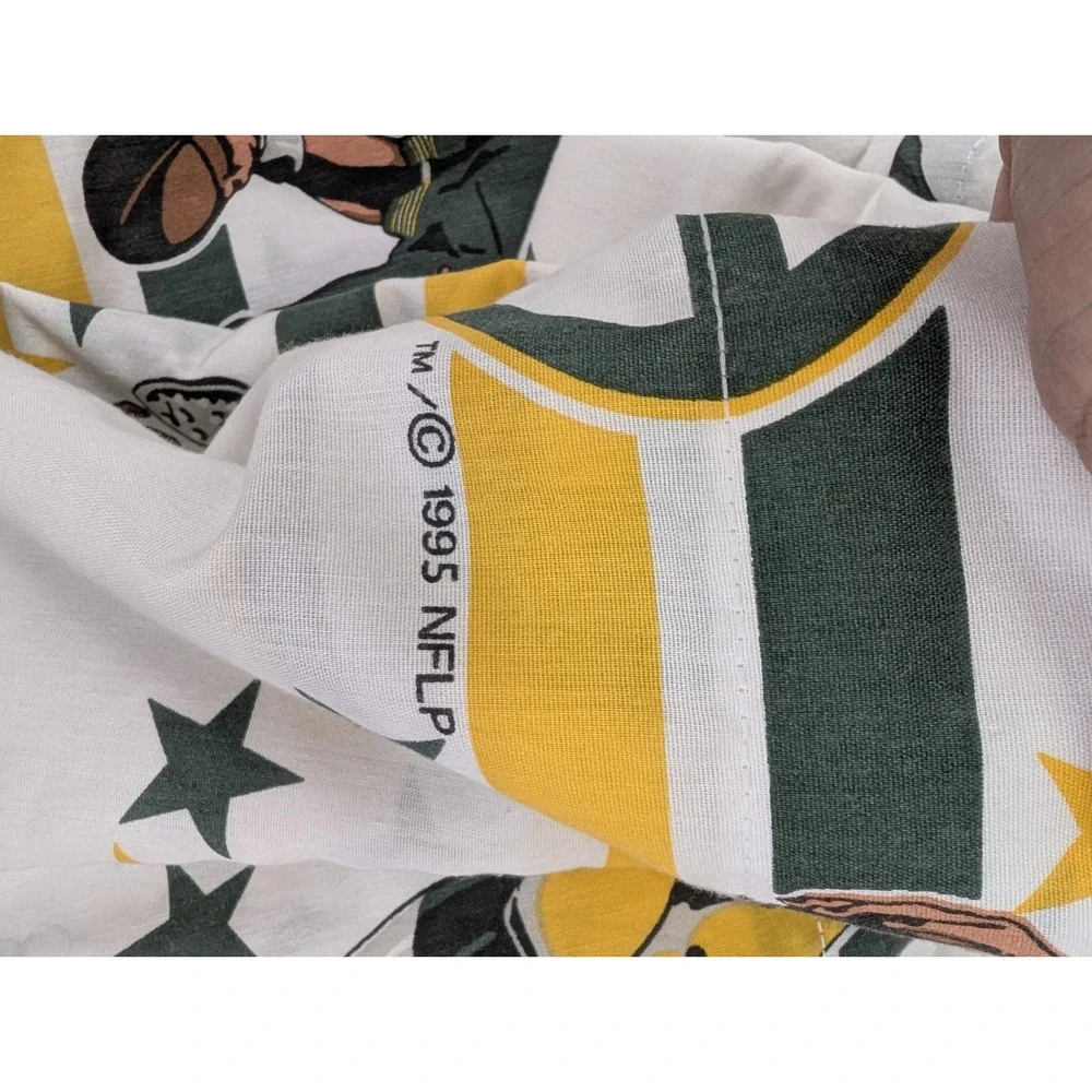 Vintage Green Bay Packers Twin Sheet Set Fitted Flat NFL Football 90s